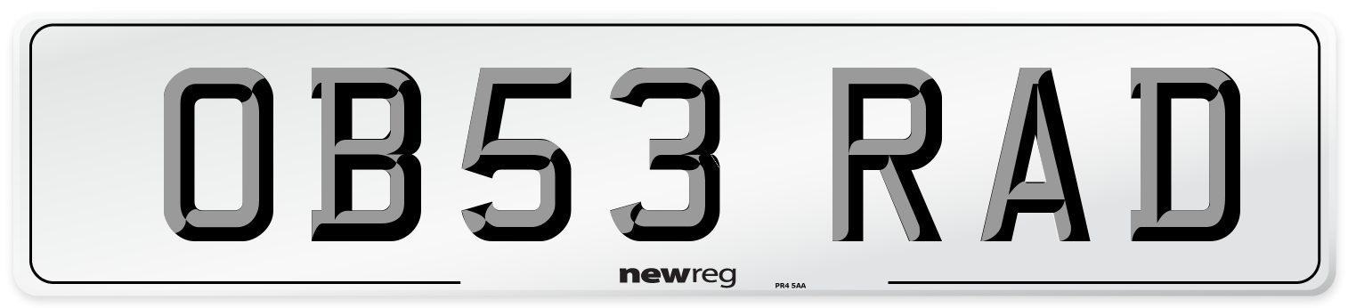 OB53 RAD Number Plate from New Reg